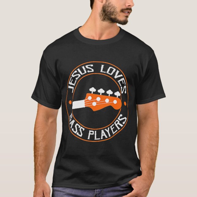 Jesus Loves Bass Players Retro Vintage T-Shirt (Front)