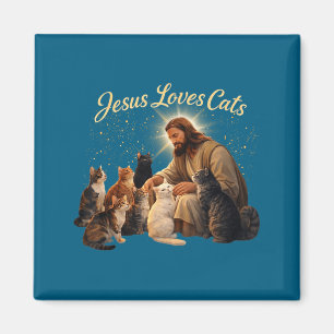 Jesus Loves Cats Christian Cat Lover Jesus Hugs Ca Magnet