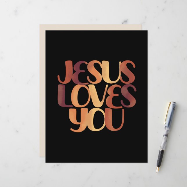 Jesus Loves Christian Typography Design  (Front/Back In Situ)