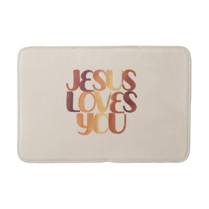 Jesus Loves Christian Typography Design  Bath Mat