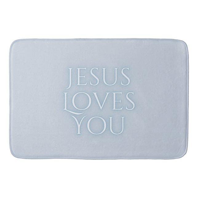 Jesus Loves Christian Typography Design  Bath Mat (Front)