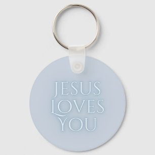 Jesus Loves Christian Typography Design  Key Ring
