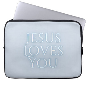 Jesus Loves Christian Typography Design Laptop Sleeve