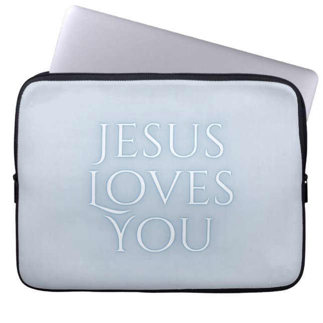 Jesus Loves Christian Typography Design  Laptop Sleeve (Front)