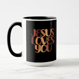 Jesus Loves Christian Typography Design  Mug