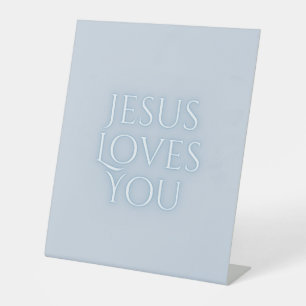 Jesus Loves Christian Typography Design Pedestal Sign