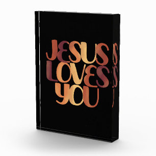 Jesus Loves Christian Typography Design Photo Block