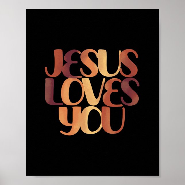 Jesus Loves Christian Typography Design  Poster (Front)