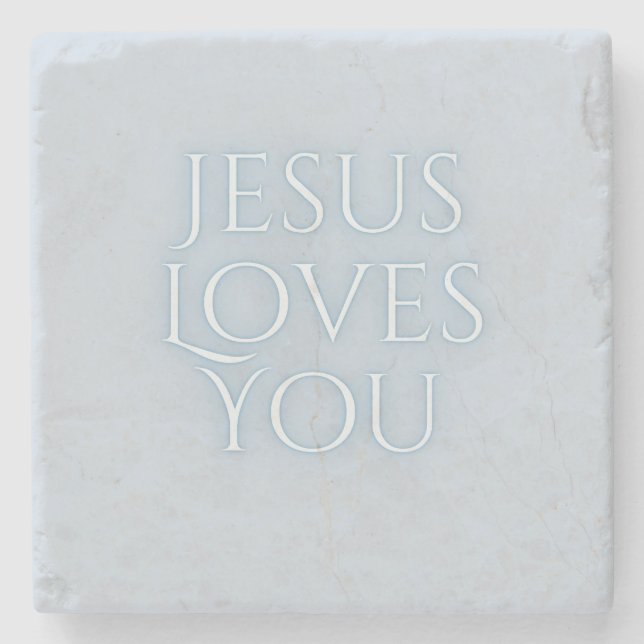 Jesus Loves Christian Typography Design  Stone Coaster (Front)