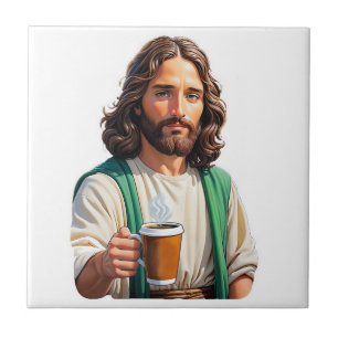 Jesus Loves Coffee Long Tile