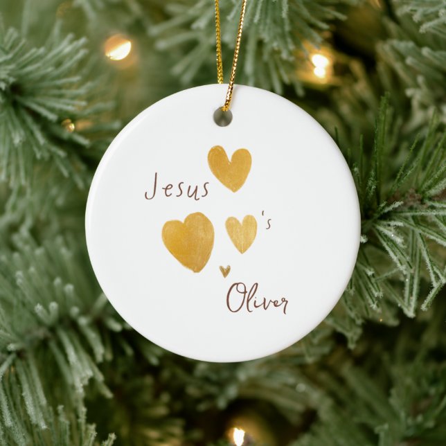 Jesus loves Custom Name Christmas Ornament  (Tree)