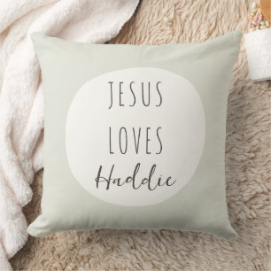 Jesus loves "custom name" Throw Pillows