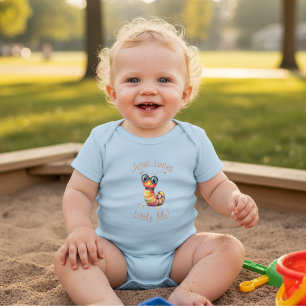 Jesus Loves Little Me Cute Caterpillar Boy Girl Baby Bodysuit