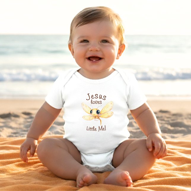 Jesus Loves Little Me Cute Dragonfly Boy Girl Baby Bodysuit (Creator Uploaded)