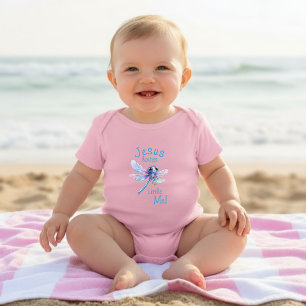 Jesus Loves Little Me Cute Dragonfly Girl Baby Bodysuit