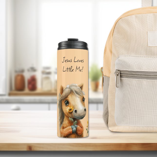 Jesus Loves Little Me Cute Horse Kid's Thermal Tumbler (Creator Uploaded)