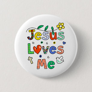Jesus Loves Me 6 Cm Round Badge