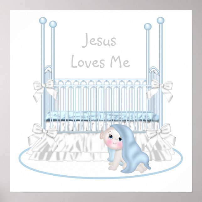 Jesus Loves Me Baby Boy Nursery Art 25x25 Poster (Front)