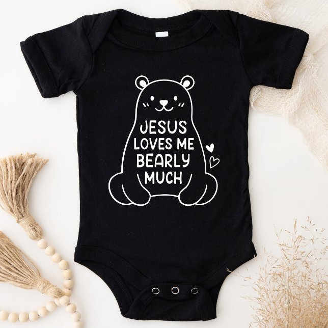 Jesus Loves Me Bearly Much Baby Christian Bodysuit (Creator Uploaded)