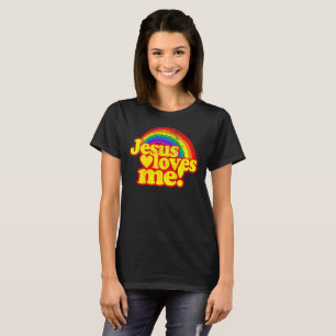 Jesus Loves Me Bright Vintage Rainbow Christian T-Shirt