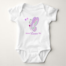 Jesus Loves Me Butterfly Baby Girl Bodysuit