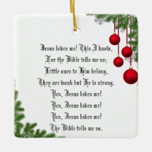 JESUS LOVES ME CERAMIC ORNAMENT
