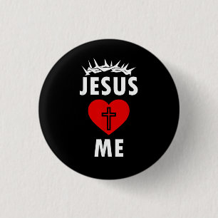 Jesus Loves ME Christen Religious 3 Cm Round Badge