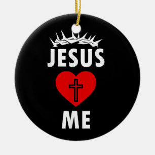 Jesus Loves ME Christen Religious Ceramic Tree Decoration