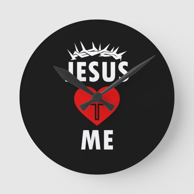 Jesus Loves ME Christen Religious Round Clock (Front)