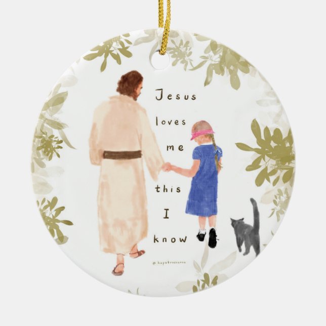 Jesus Loves Me Christmas Ceramic Ornamenrt Ceramic Tree Decoration (Front)