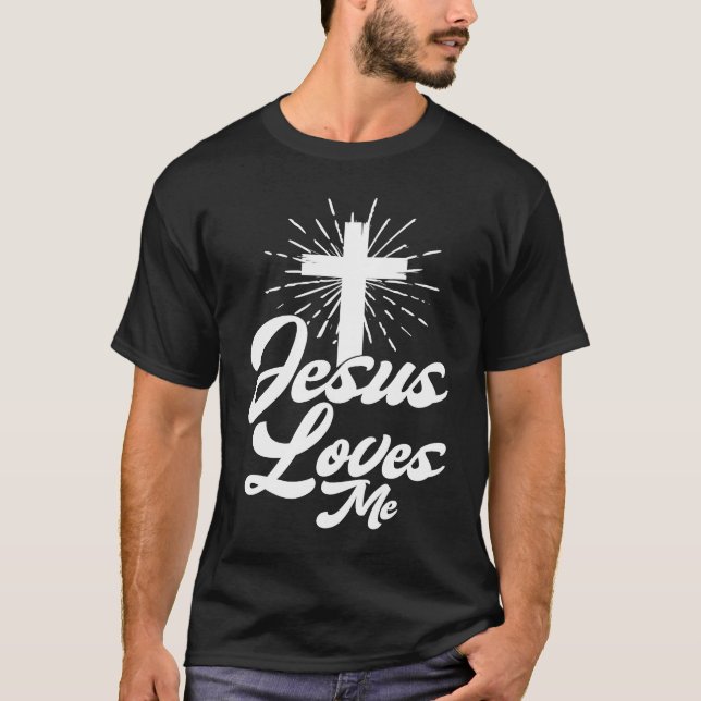 Jesus Loves Me Church Cross Believer Religion T-Shirt (Front)