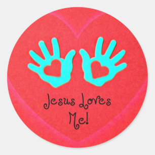 Jesus loves me! classic round sticker