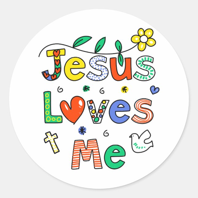 Jesus Loves Me Classic Round Sticker (Front)
