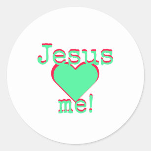 Jesus loves me classic round sticker