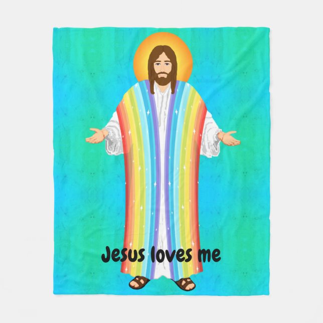 Jesus loves me fleece blanket (Front)