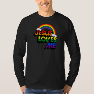 Jesus Loves Me Gay Rainbow  Cute Christian Lgbtq P T-Shirt