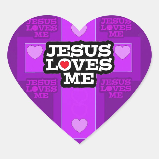 Jesus Loves Me. Heart Sticker (Front)