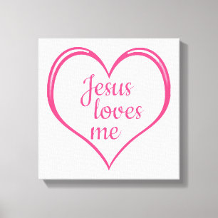 JESUS LOVES ME in Heart Canvas Print