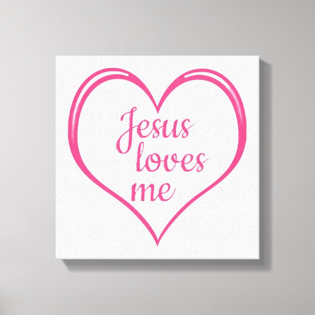 JESUS LOVES ME in Heart Canvas Print (Front)