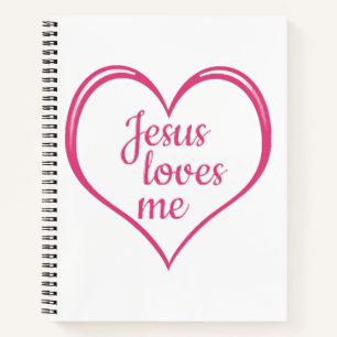 JESUS LOVES ME in Heart Notebook