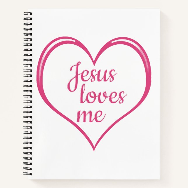 JESUS LOVES ME in Heart Notebook (Front)