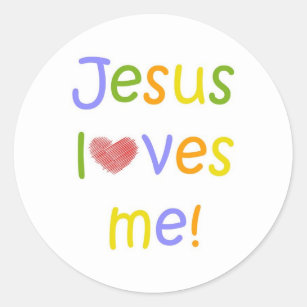 Jesus Loves Me Sticker//White Classic Round Sticker