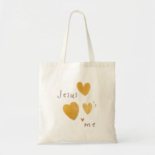 Jesus loves me Totes & Bags. modern gold hearts
