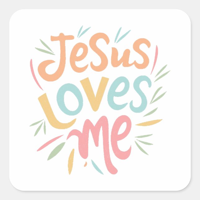 Jesus Loves Me - vintage design  Square Sticker (Front)