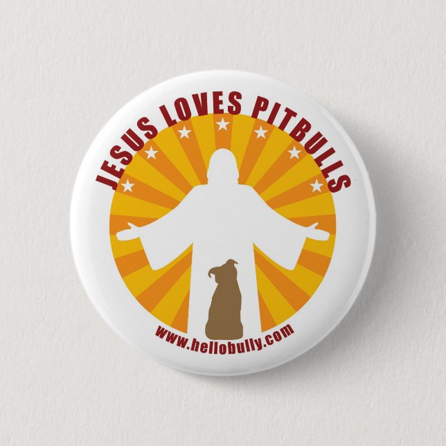 Jesus Loves Pitbulls Pin (Front)