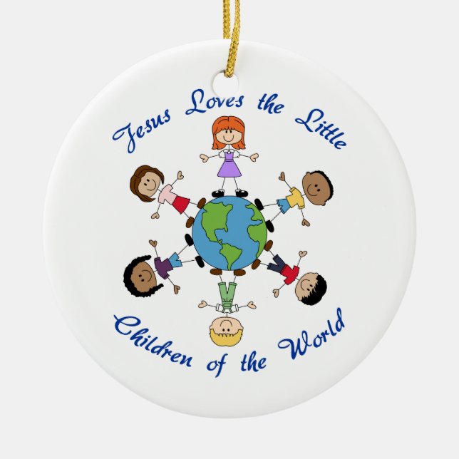 Jesus Loves the Children Ceramic Tree Decoration (Front)