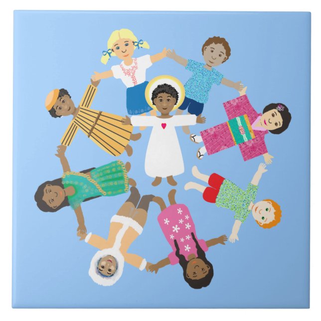 Jesus loves the little children tile (Front)