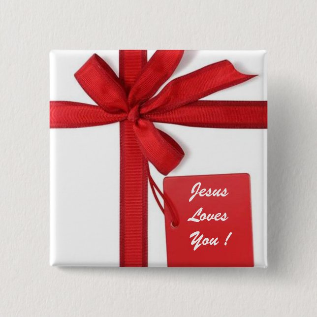 JESUS LOVES YOU 15 CM SQUARE BADGE (Front)