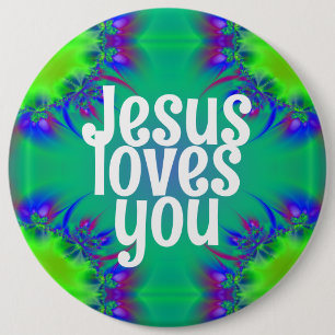 Jesus loves you 6 cm round badge