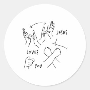 Jesus Loves You Asl Sign Language Christian  Classic Round Sticker